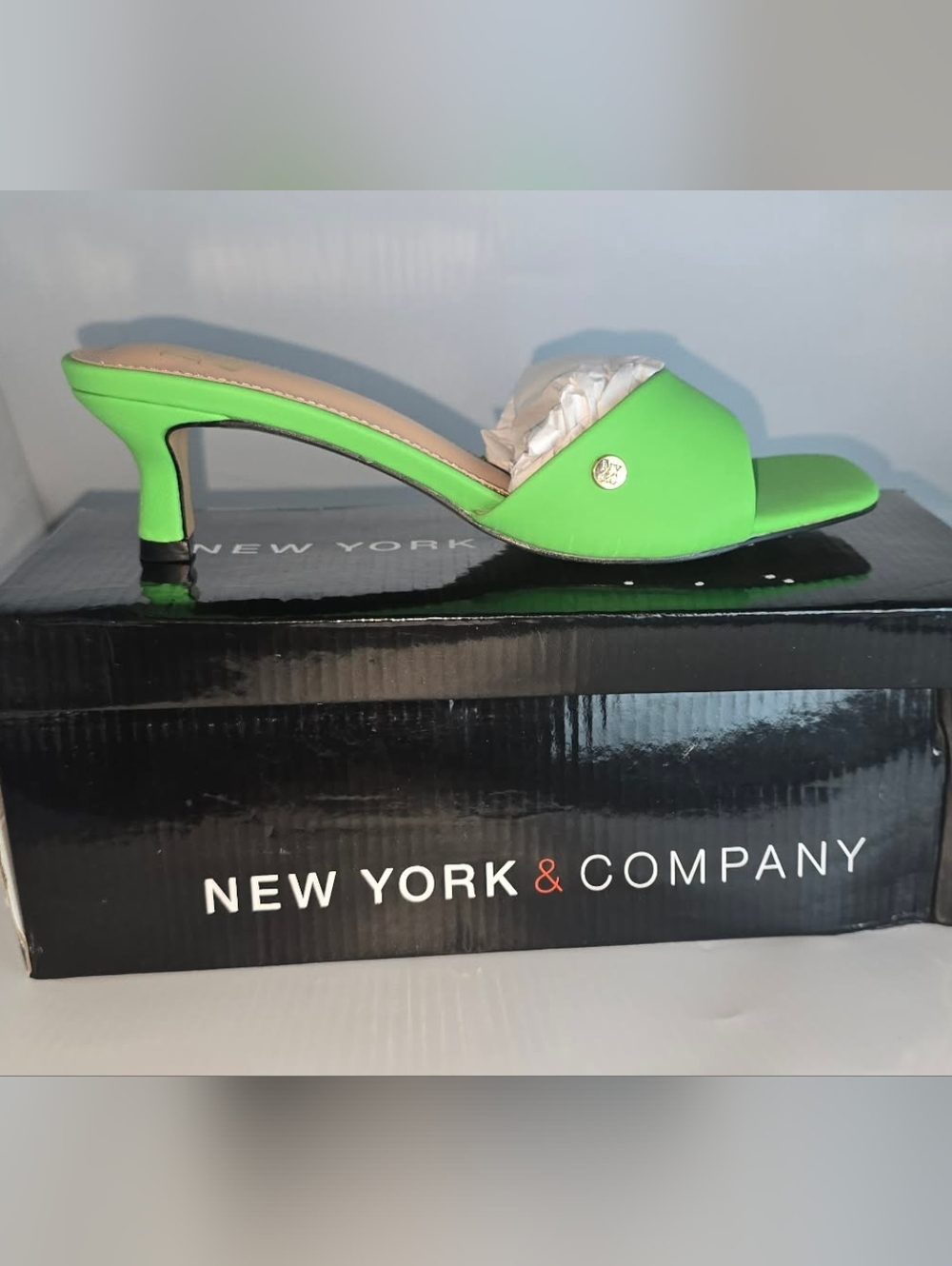Women’s Lime Green Open-Toe Heeled Sandals – Slip-On Dress Mules